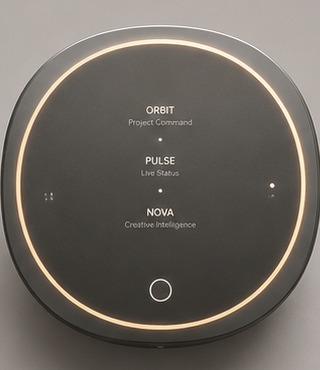 Top view of uGOvu Core showing a glowing contextual light ring around Orbit, Pulse and Nova modes